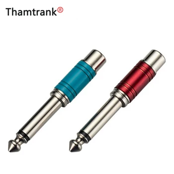 

10pcs Nickel plating RCA Jack Audio Connector 6.35mm Mono Plug to RCA Speaker Adapter with Luxury Quality Blue & Red in 1pair
