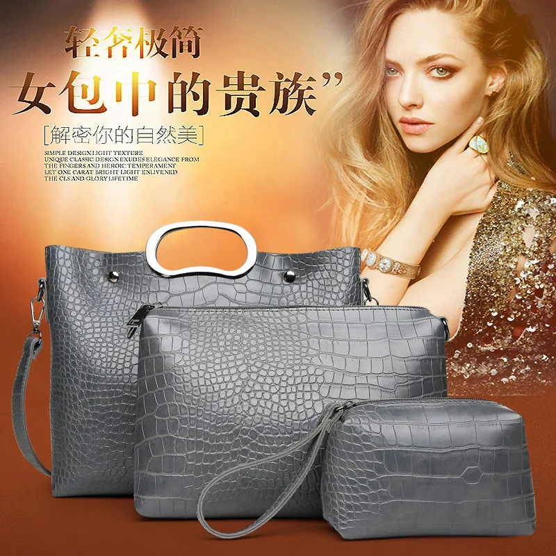 

2019 New Style Europe And America-Style Stone Pattern Different Size Bags Shoulder Bag/ Hand Bag Shoulder Three-piece Set WOMEN'