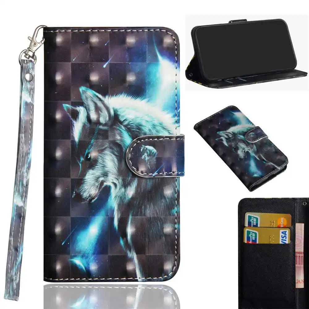Кожаный чехол-бумажник с 3D рисунком для телефона s для Xiao mi Red mi 7 7A 8 8A Red mi Note 7 8 8T mi Note 10 Pro Чехол с отделением для карт - Цвет: 3