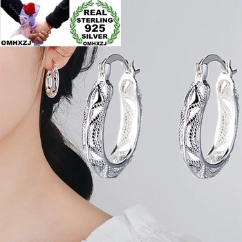 

OMHXZJ Wholesale European Fashion Woman Girl Party Birthday Wedding Gift Vintage Hollow 925 Sterling Silver Drop Earrings EA520