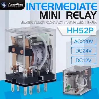 

MY2P HH52P MY2NJ Relay Coil General DPDT Micro Mini Electromagnetic Relay Switch with Socket Base LED AC 110V 220V DC 12V 24V