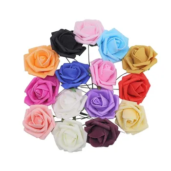 

4cm 20pcs Cheap Flowers Pompom Foam Artificial Rose Flower Bouquet for Wedding Decoration Party DIY Flower Ball Craft 15 Colors