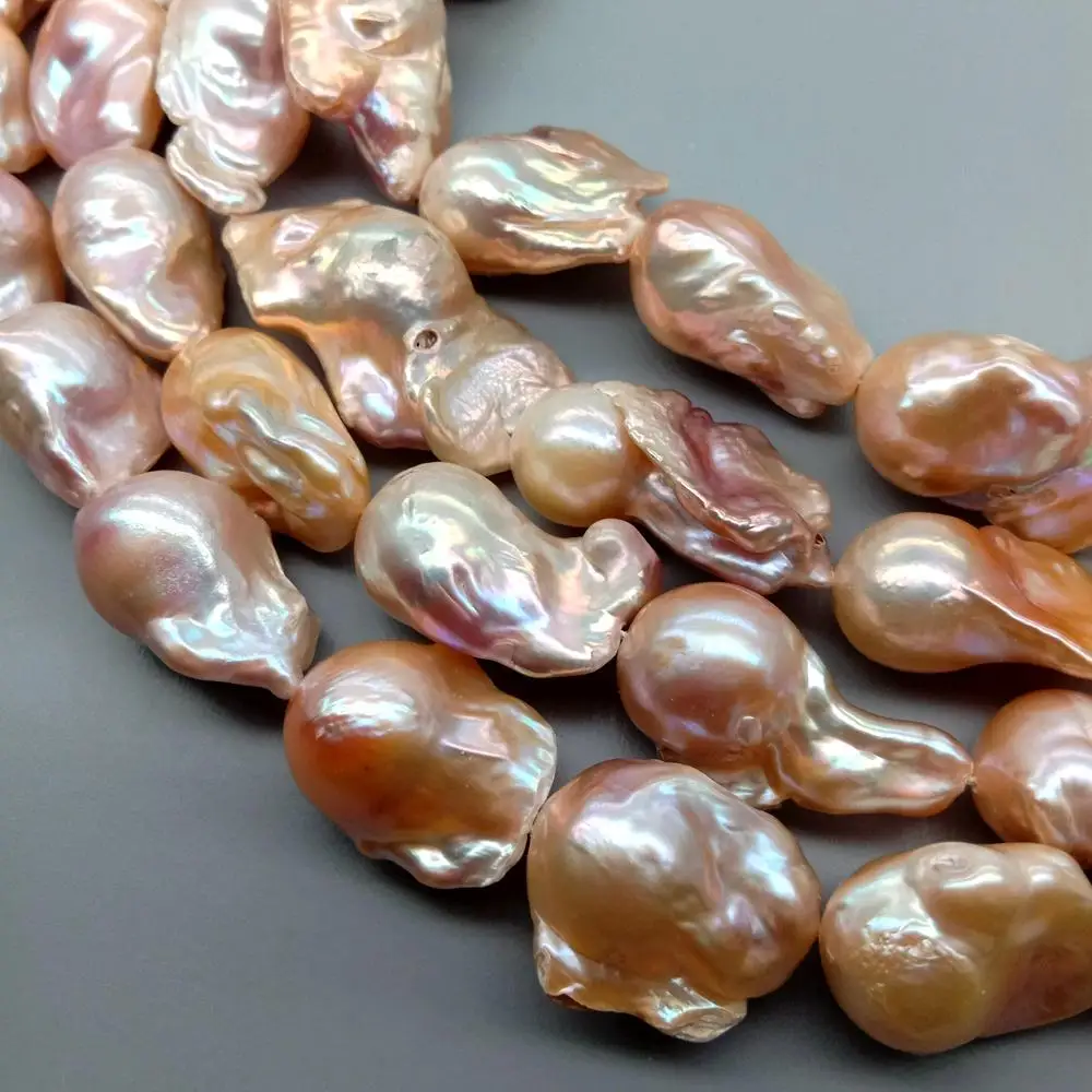 Натуральный пресноводный розовый жемчуг Keshi KKGEMS с открытым шариком неправильной
