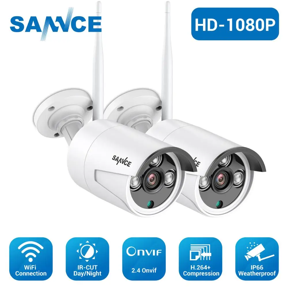 SANNCE FHD 1080P IP Wi-Fi беспроводная видеокамера система безопасности Пуля Всепогодная камера 100ft ночное видение с умным ИК SANNCE FHD 1080P IP Wi-Fi беспроводная видеокамера система безопасности Пуля Всепогодная камера 100ft ночное видение с умным ИК