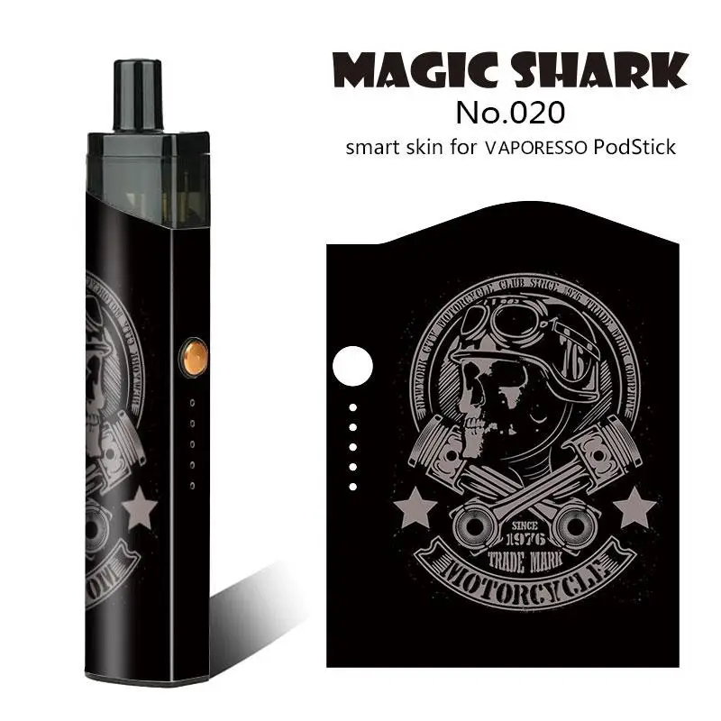 Maigc Shark Shinchan Sun New Skull V for Vendetta Batman Leaf Crayon PVC Stereo Sticker Vape Case Film for VAPORESSO PodStick - Цвет: 020