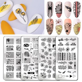 

NICOLE DIARY Nail Art Stamping Plates Flower Festival Geometric Print Image Nail Designs Stainless Steel Stamp Nail Plate Templa