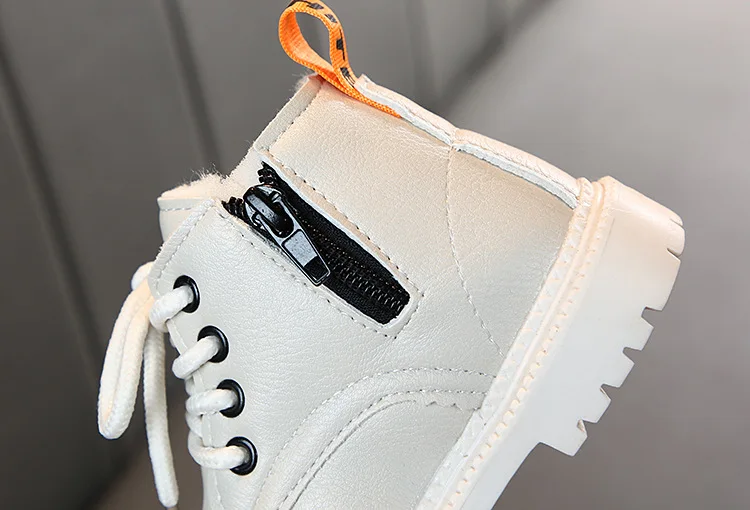 winter Fashion Child Leather Snow Boots For Girls Boys Warm Martin Boots Shoes Casual Plush Child Baby Toddler Shoe