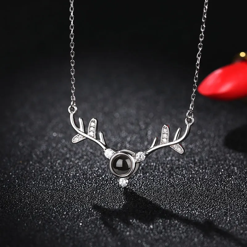 

925 Silver Personalized Projection Chokers Necklaces for Anniversary Romantic I LOVE YOU In 100 Languages Necklace Drop SP402