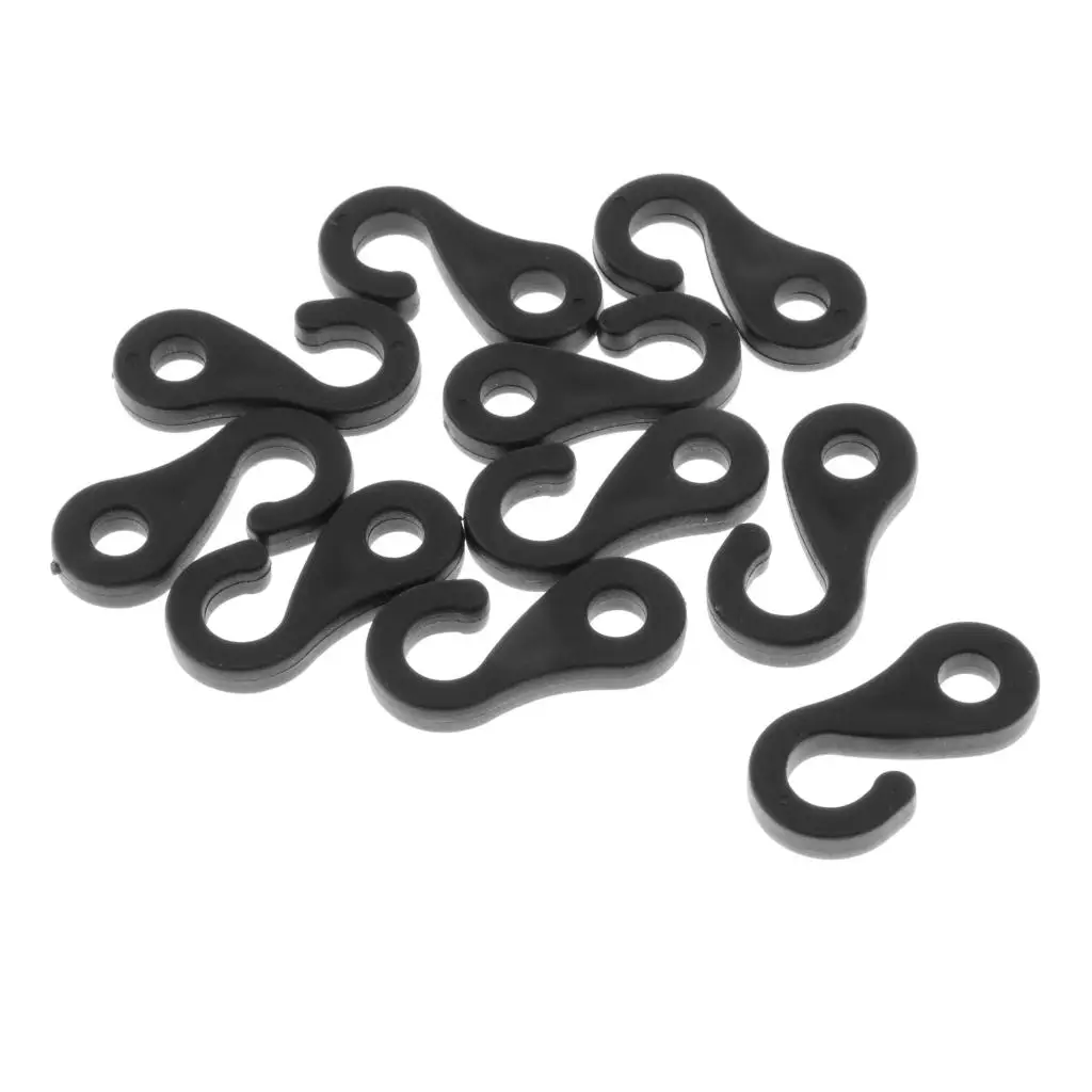 10Pcs/set Plastic Fasten Hook Carabiner for Tent Awning Tie Rope Bungee Cord End