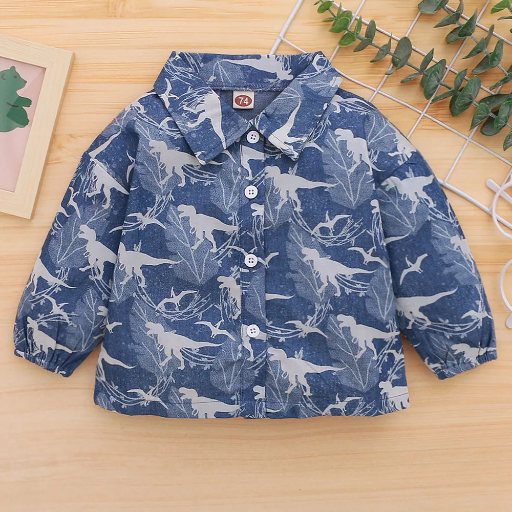 Cartoon Blouses and Shirts Dinosaur Print Baby Shirt Long Sleeve Infant Boys Blouse Tops camisas Toddler Boy Tee Shirts Clothing