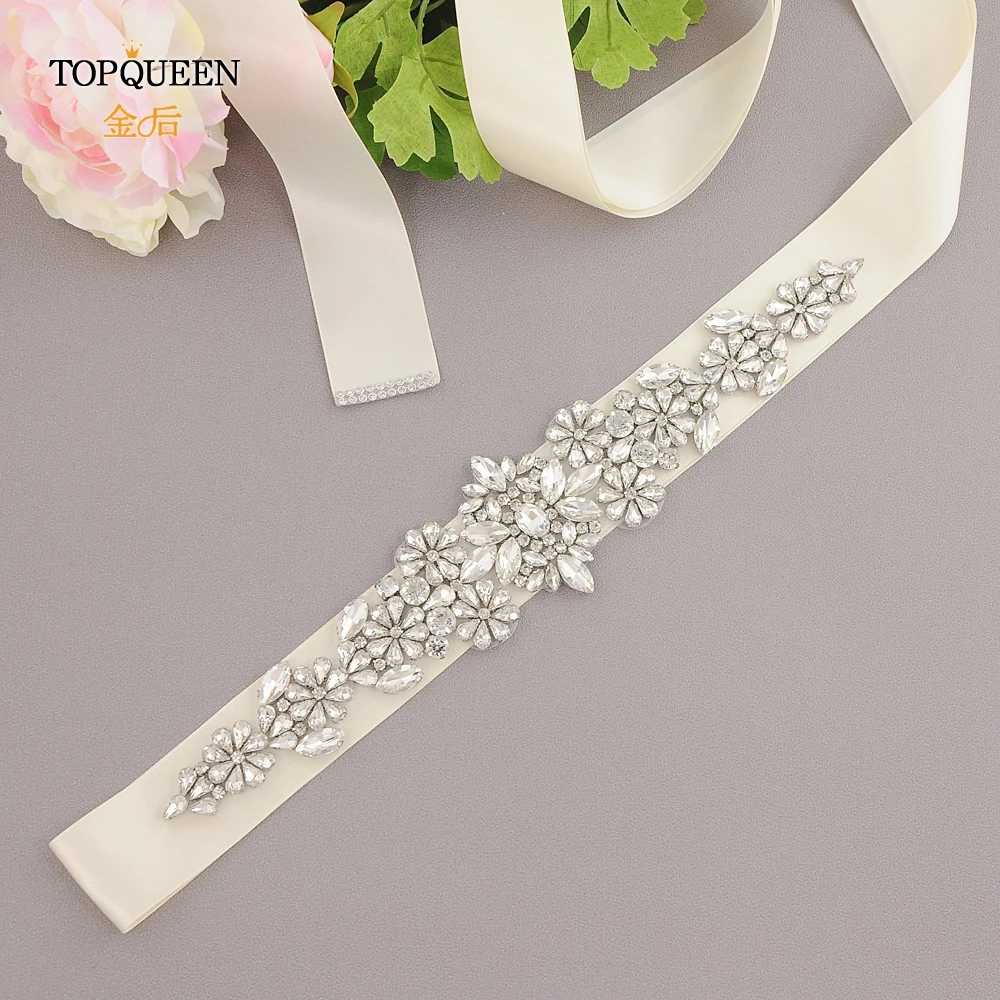 TOPQUEEN S325 горный хрусталь ремни для платья Элегантное платье ремни свадебные атласные ремни Роскошный пояс невесты пояс ручной работы со стразами