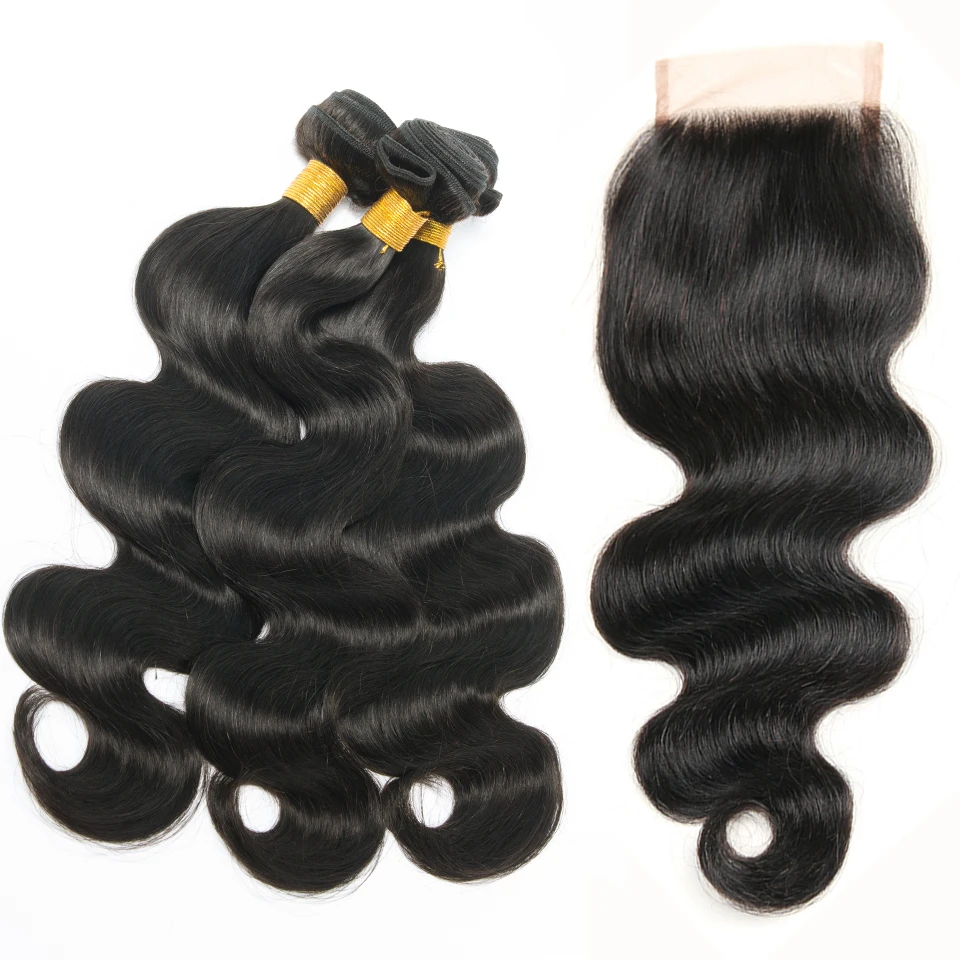 Body Wave Bundles With Closure Brazilian Hair Weave 3 Bundles With Closure Human Hair Bundle Remy Extension