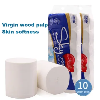 

10 Roll Household Paper Towels White Bathroom Paper Towels Soft Toilet Paper Soft Skin-Friendly Paper Towels Household Paper