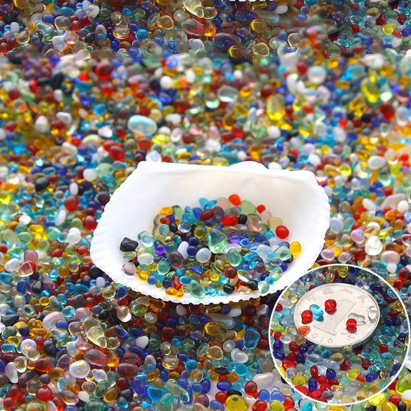 500g Fish Tank Sand Glass Stones Pebbles Artificial Crystal Stones Rocks for Vase Filler Table Scatter Aquarium Decoration