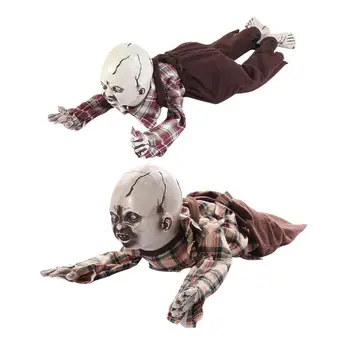 

Electronic Creepy Crawling Ghost Baby Dress Scary Halloween Doll for Front Yard