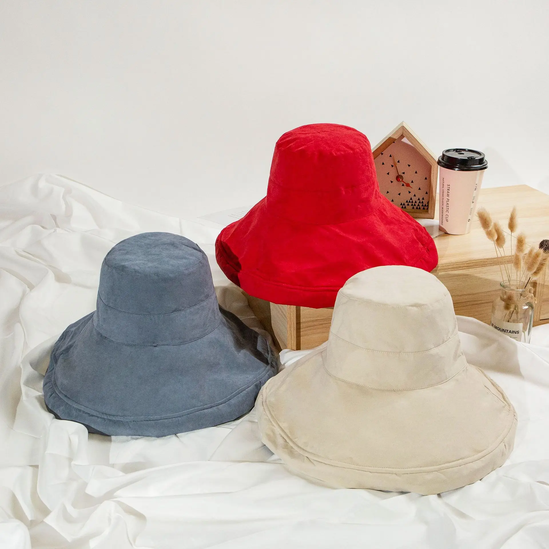 

Sparil Summer Big Brim Sun Hat Solid Color Foldable Uv Protection Beach Caps Female Panama