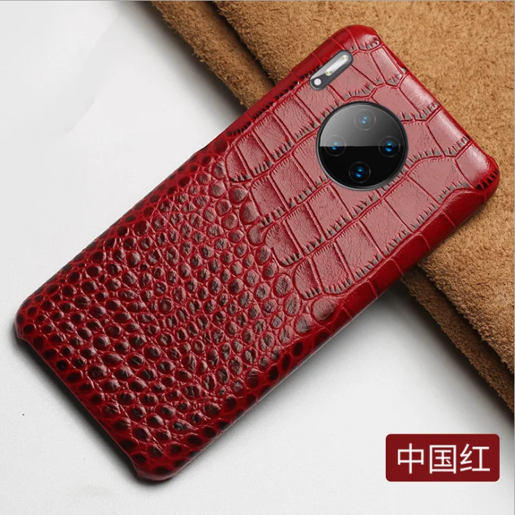 Чехол из натуральной крокодиловой кожи для телефона huawei mate 9 10 20 P9 p10 p20 p30 lite pro p smart - Цвет: Красный