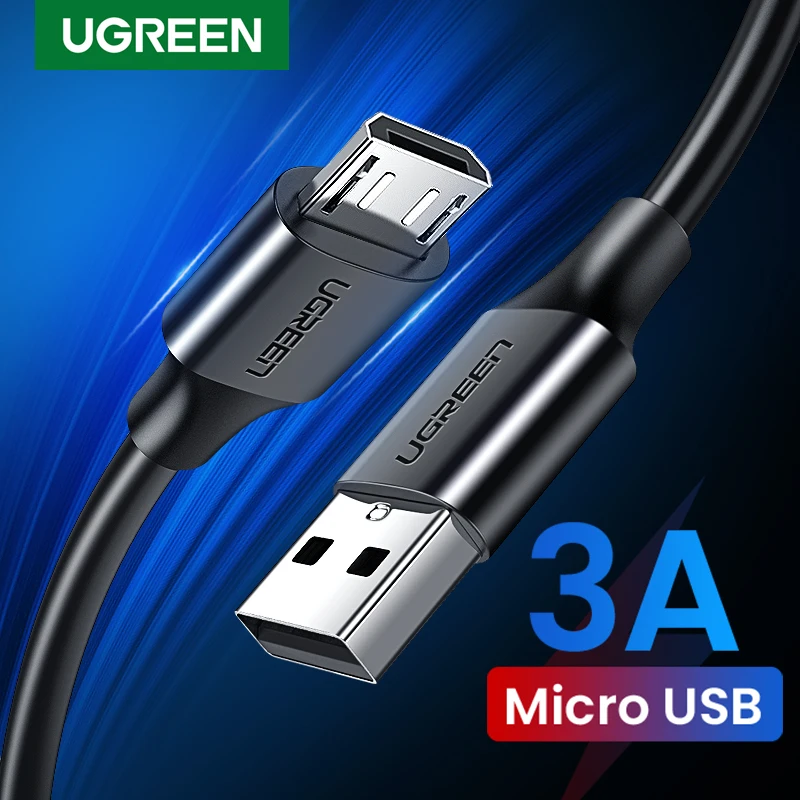 Ugreen Micro USB Cable 3A արագ լիցքավորում USB տվյալների մալուխի բջջային հեռախոսի լիցքավորման մալուխ Samsung HTC LG Android պլանշետի USB Wire