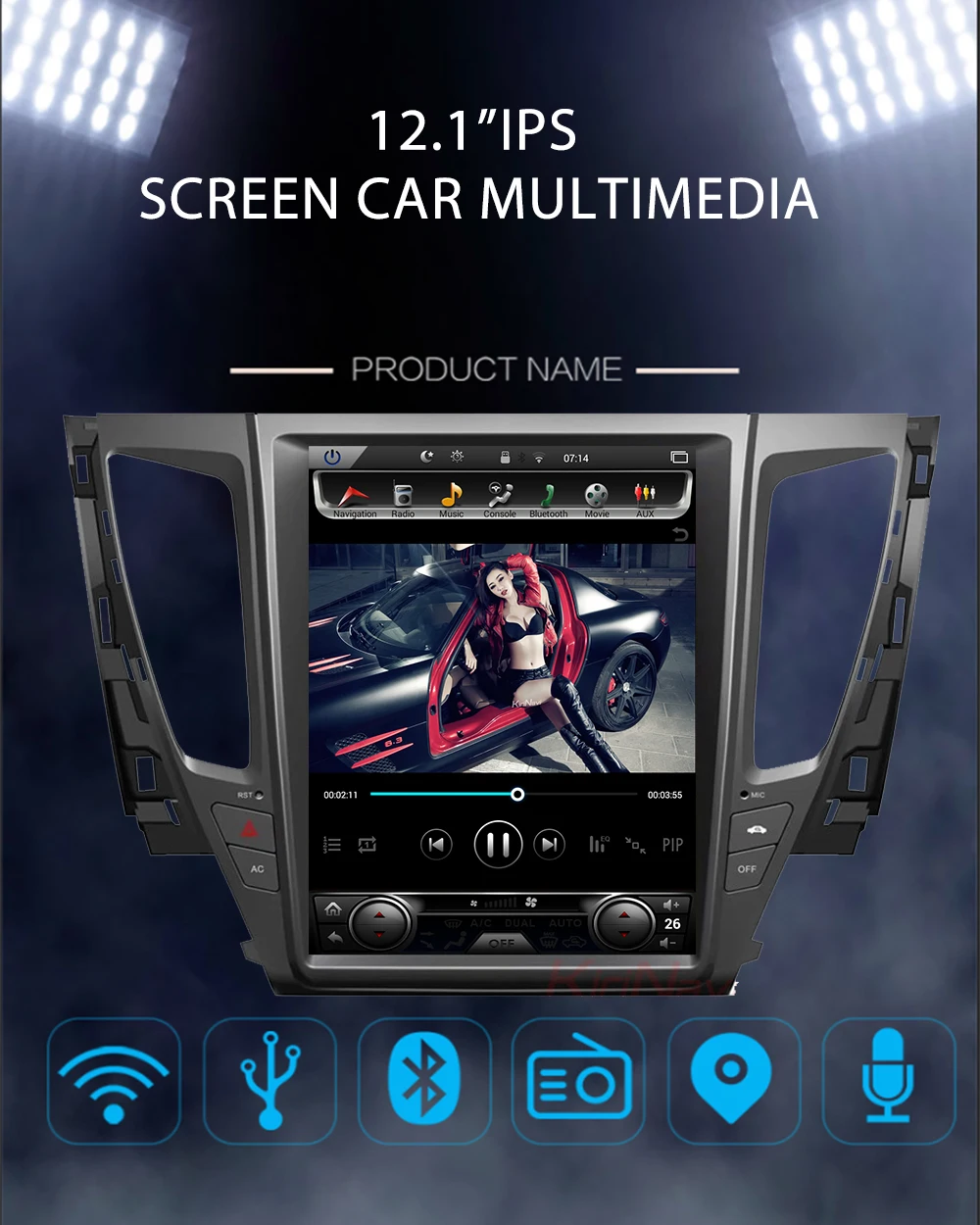 Sale KiriNavi Vertical Screen Tesla Style Android 8.1 Car Radio For Mitsubishi Pajero Sport  Car Dvd Multimedia Player GPS Navigation 1