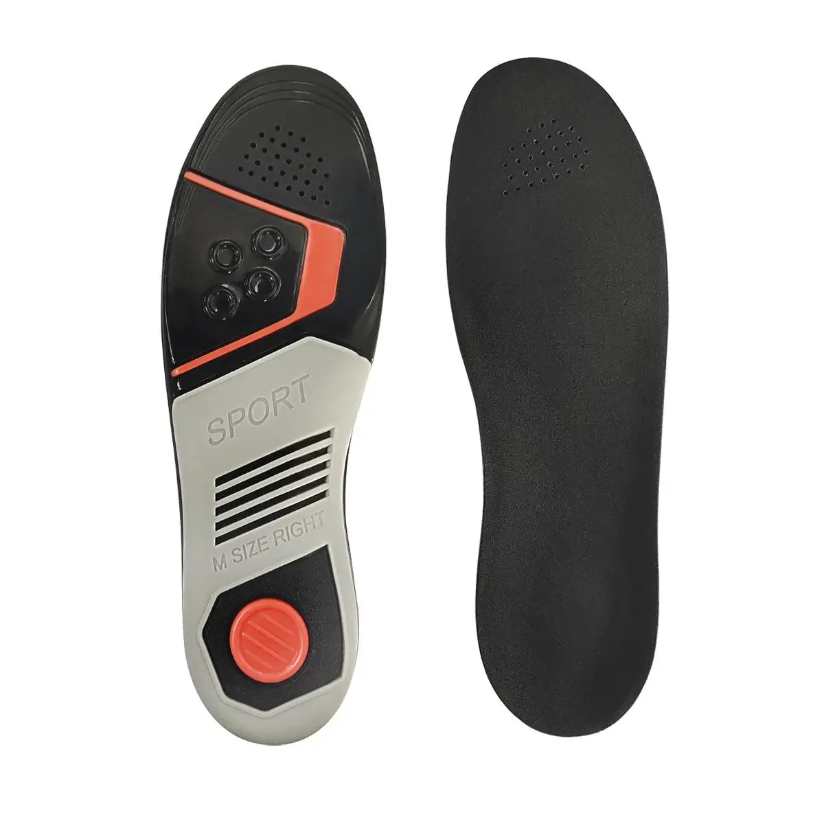 Спортивные стельки для обуви для мужчин и женщин, поддержка свода стопы, массажная подушка из ТПЭ, Дышащие стельки для обуви, ортопедические стельки - Цвет: Черный