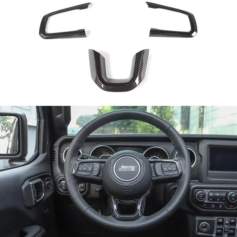Наклейка из углеродного волокна ABS для Jeep Wrangler JL JLU Sahara Rubicon+ рулевая колесная наклейка