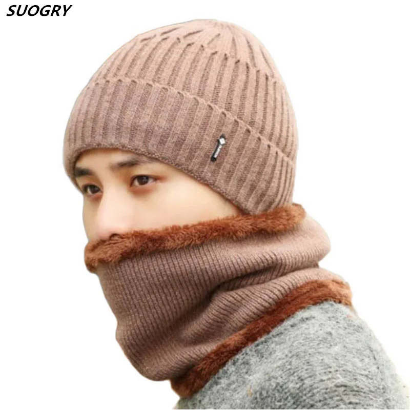 

SUOGRY Knit Hat Scarves Men Winter Hat For Men And Women Fashion Brand Hat Wool Caps Man Beanie Cap