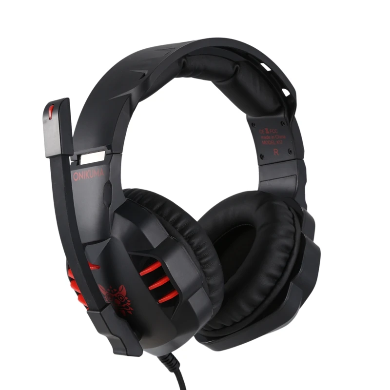 ABKT-ONIKUMA K17 PS4 динамическая игровая гарнитура шлем Проводные ПК стерео наушники с шумоподавлением с микрофоном светодиодный звук