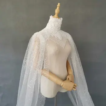 

Wedding cape Bridal cape veil Shoulder veil Back Necklace stand-up collar Veil Trailing cape long Veil