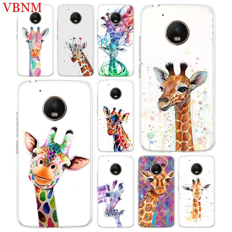 

Watercolor Giraffe Cover Phone Case For Motorola Moto G7 G6 G5S G5 E4 Plus G4 E5 Play X4 Patterned Customized Coque