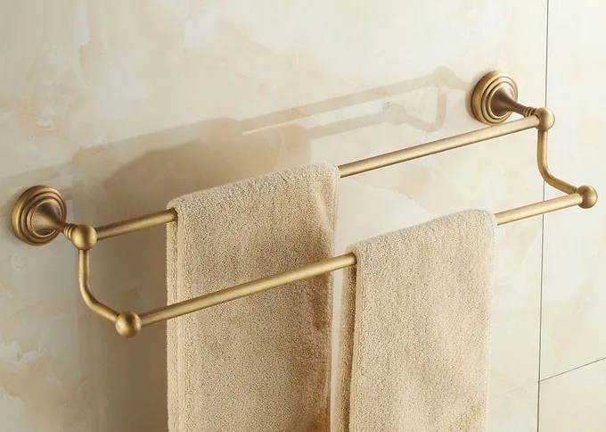 Double Towel Bar Аксессуары для ванной комнаты, вешалка для полотенец, держатель для бумаги, крючок для халата, мыльница, античная латунь, настенный, набор аксессуаров для ванной ZJ001 - Цвет: Double Towel Bar