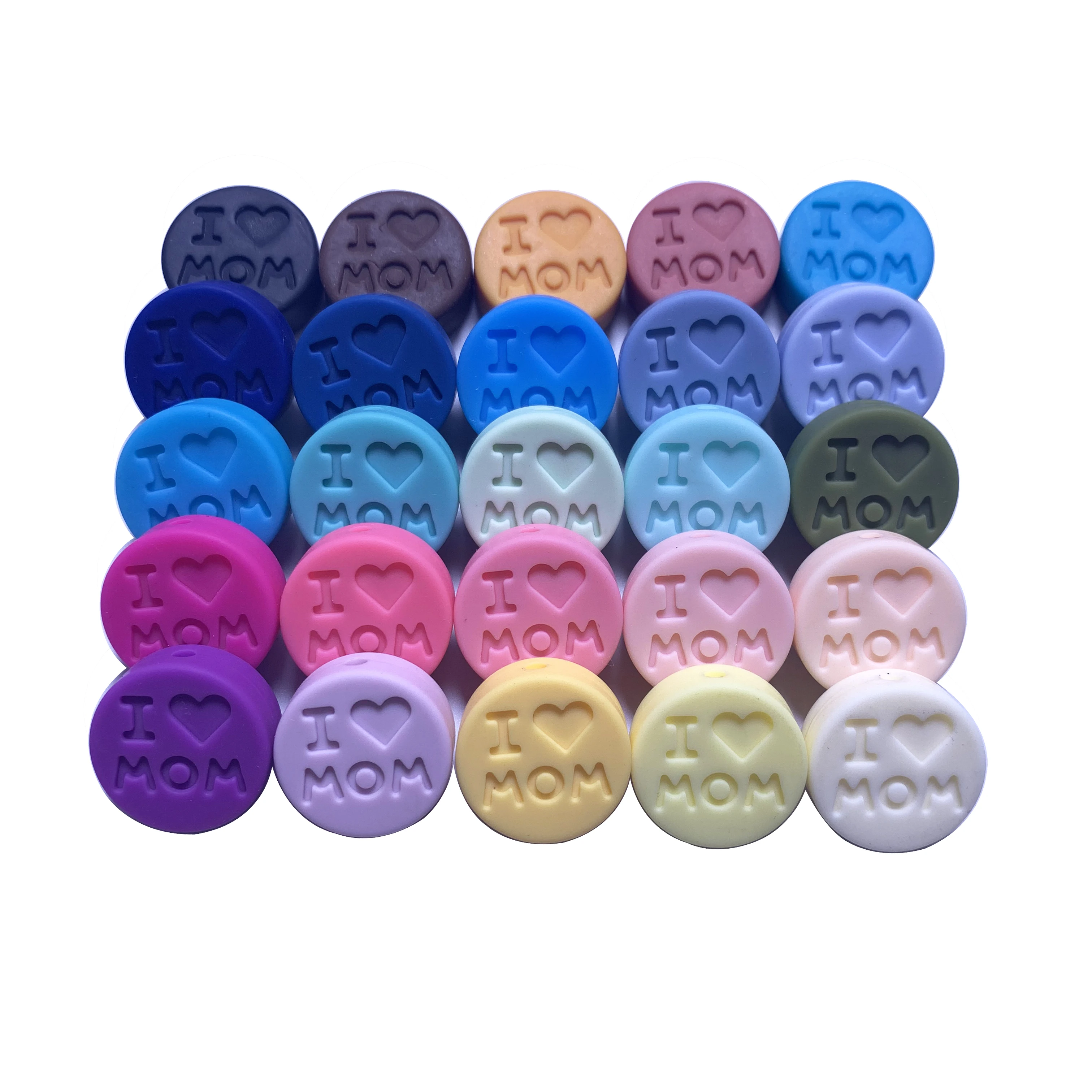 

NEW Arrival Silicone Beads "I Love Mom" Teething Beads For Baby Teeth Pacifier Clip Making Food Grade 20pcs Silicone Beads