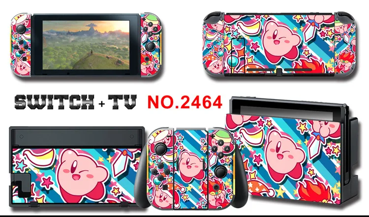 1set New Cute Anime Full Body Sticker for NS Switch Protective Cover Skin Colorful Art for Game Console Joy-Con Controller Decor