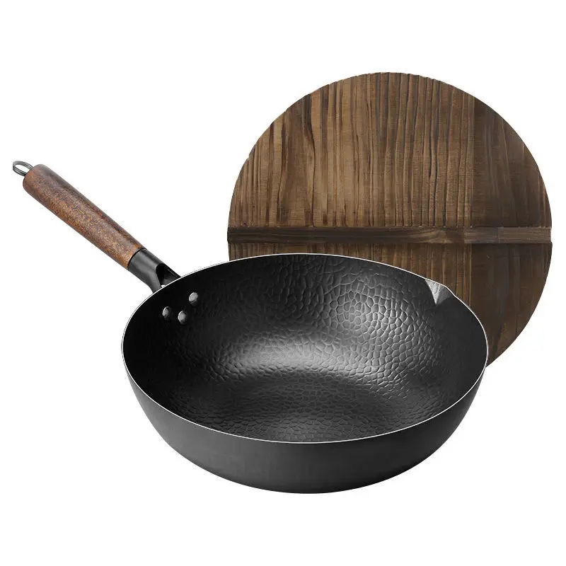 

Pan Iron Pot 30cm32cm Hand Forged Iron Wok Non-stick Pan Uncoated Wok Gas Cooker Home Kitchen Pots Non Stick Pan Wok Pan Pans