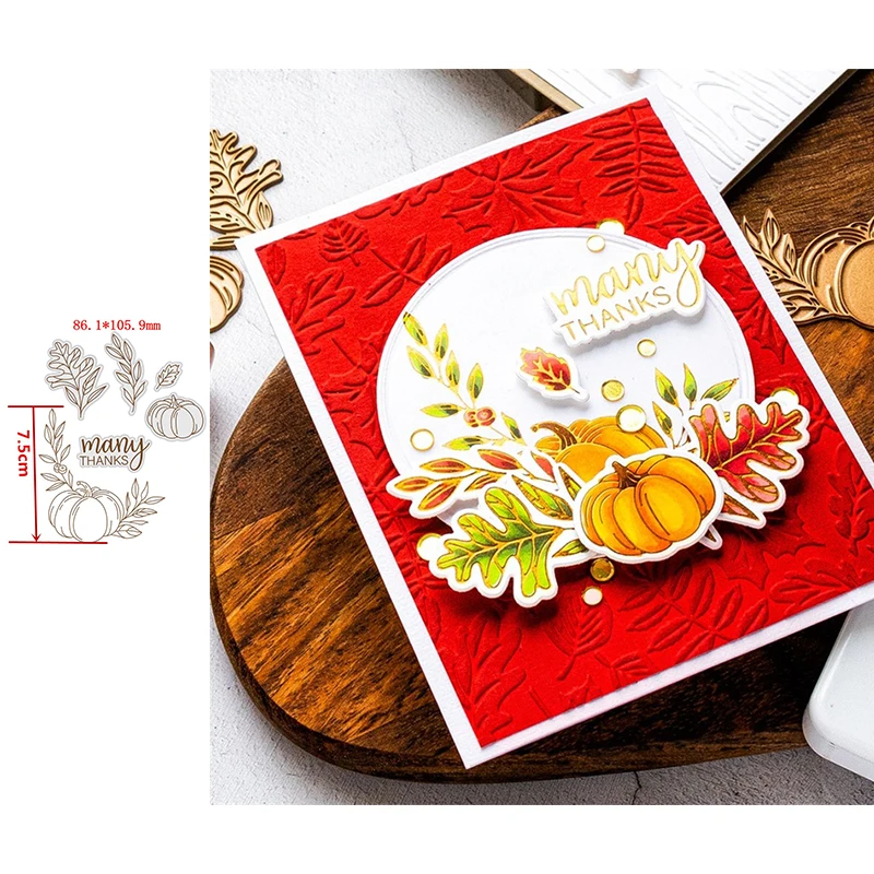 

Celebrate Thanks Word Graceful Branches Leaf Nice Pumpkin Hot Foil Plates for Scrapbooking DIY Paper Cards Crafts New 2019