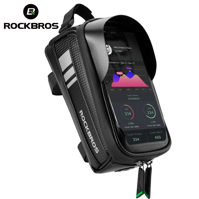 ROCKBROS Bike Bag Front Phone Bicycle Bag For Bicycle Tube Waterproof Touch Screen Saddle Package For 6.5Inch Bike Accessories