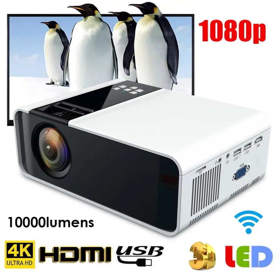 

1080P LED Smart Projector 4K WiFi Bluetooth Home Theater 1280 * 720 Resolution Home Beamer for Android 110V-240V