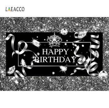 

Laeacco Silver Star Glitters Happy Birthday Party Photography Background Vinyl Customize Photographic Backdrops For Photo Studio