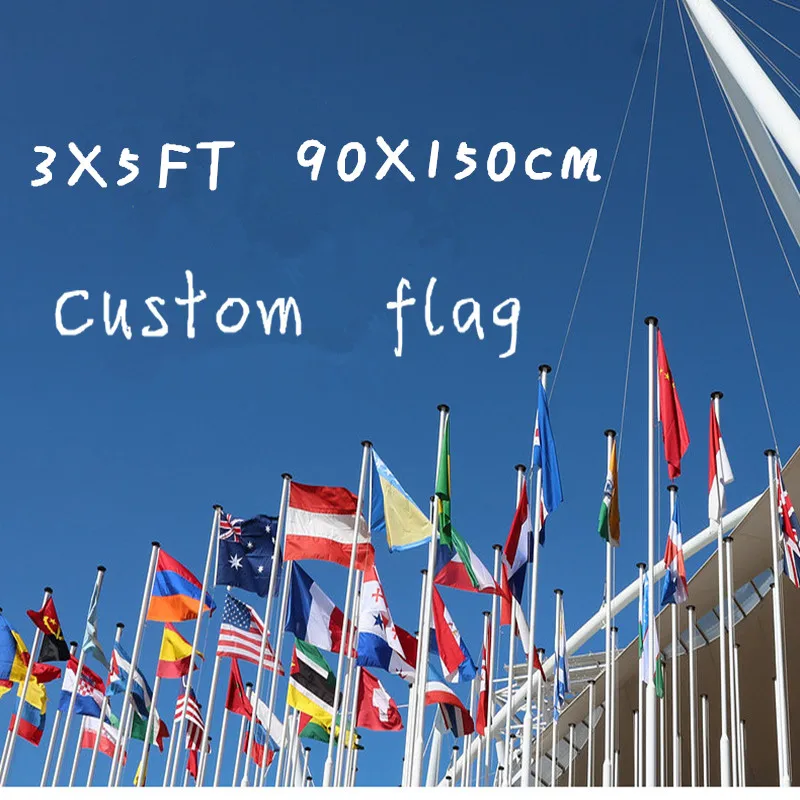 

Custom Flag 3x5 ft Printing Any size,any logo,any color Copper Grommets Design Outdoor Advertising Flying Banner free delivery