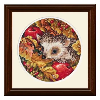

Cute Animal Series Fishxx Cross Stitch D837 Autumn Hedgehog Precision Printing Kit Home Manual Decoration