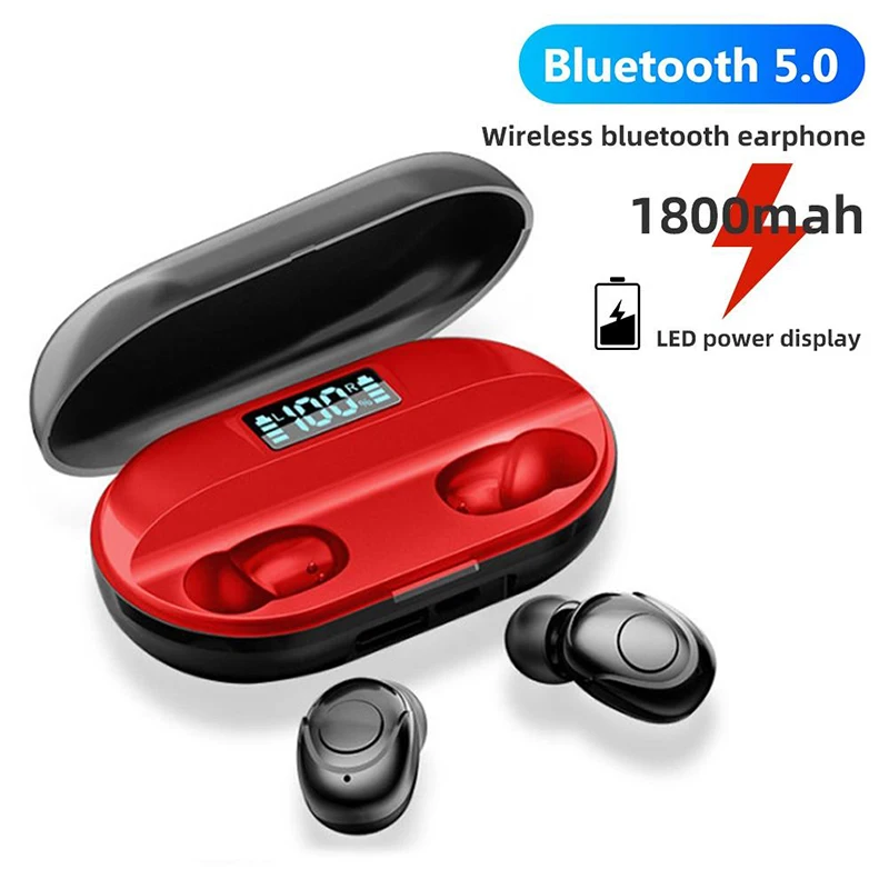 Wireless Earphones TWS Bluetooth 5 0 Mini Earbuds Stereo Bass LED Power Display Noise Cancelling Sports Waterproof Earbud In Ear