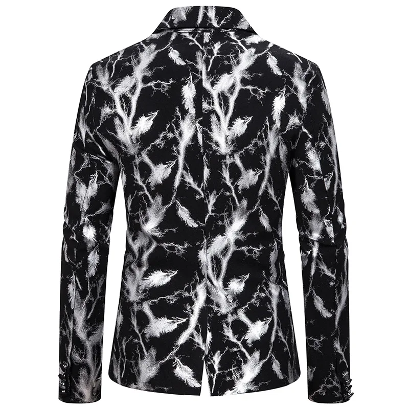 Мужской костюм slim fit модный принт Золотое Тиснение костюм платье представление пальто
