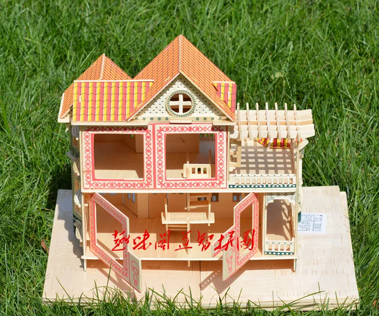 3D лобзик ручной работы деревянный Сборный DIY хижина мебель архитектурная модель стерео модель