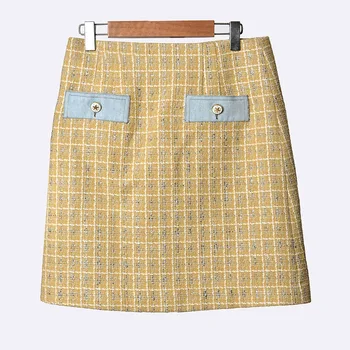 

Women Skirt New Spring / Summer 2020 Women's Tweed Check A-line Skirt