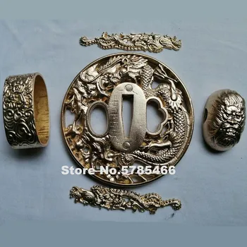 

Copper Brass Make Guard Tsuba Menuki Fuchi Kashira For Japanese Samurai Sword Katana Wakizashi Tanto Katana Sword W Dragon