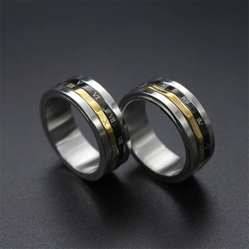 

Fashion Double Color Rotating Rings for Women Stainless Steel Wedding Ring Jewelry Ladies Gifts 2020 New Arrivals Dropshippping
