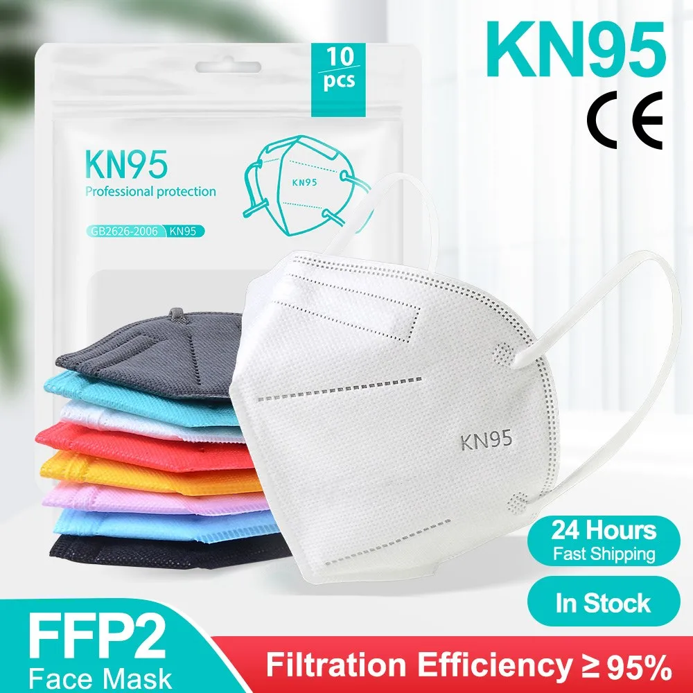 10/50/100 Uds máscara ce certificado desechables para adultos ffp2reutilizable mascherine KN95 Mascarillas máscara facial y para la boca de las máscaras de protección