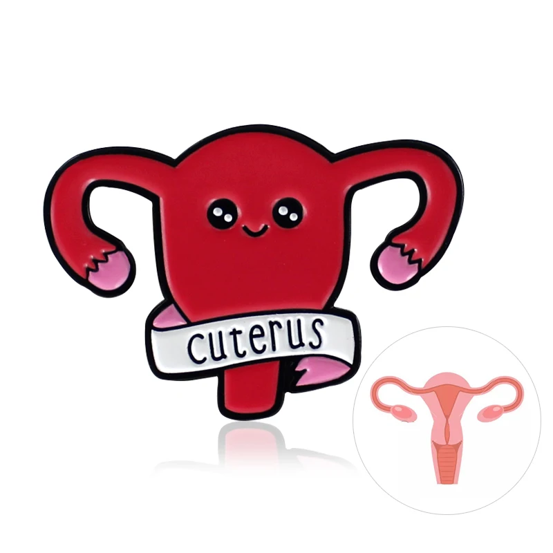 

Lovely Red CUTERUS Enamel Pins Female Organ Uterus Anatomy Feminist Badge Nurse Doctor Gifts Cap Denim Brooches Parade Banner