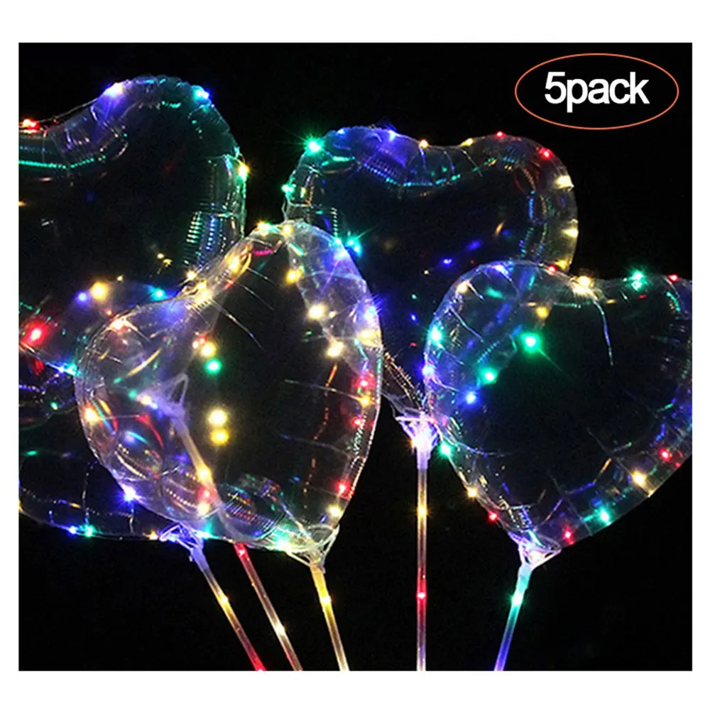 

5pcs Led Balloons Party Decor Accessories Transparent Wave Glowing Color Baloon Photo Props Star Light Wave Balls Home Decor