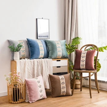 

Embroidered velvet throw pillow cover 45x45cm sofa cushion cover or home office hotel bar car decoration pillow case