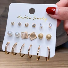 Simple pendientes de aro de la moda de las mujeres perlas doradas redondo círculo pendientes Metal geométrico pendiente Punk 2021 nuevo regalo de la joyería